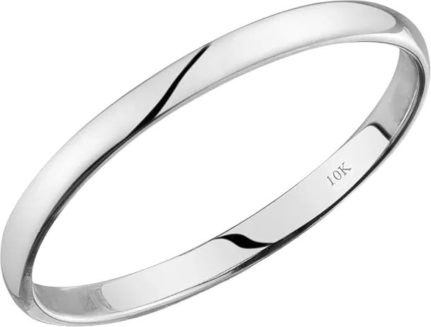 Tesori & Co 10k White Gold Light Comfort Fit 2mm Wedding Band Si